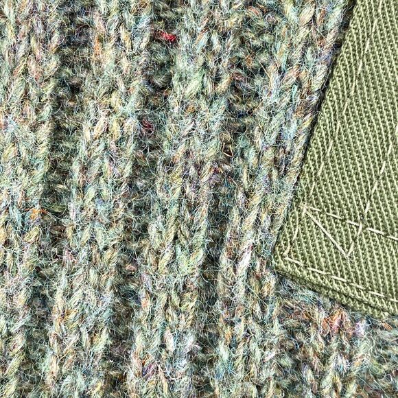 Army Commander Sweater Men M Wool Ribbed Elbow Shoulder Patch Military Green Vtg - Picture 6 of 13